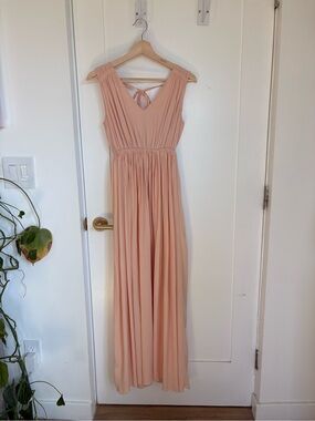 Madewell Peach Sleeveless Maxi Dress with V-Neck and Back Tie